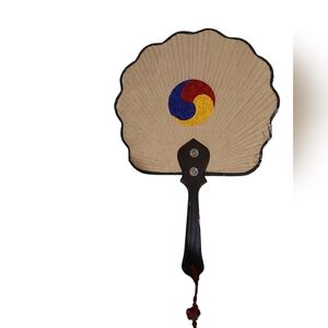 Traditional Vintage Hand Fan with Colorful Korea n Design